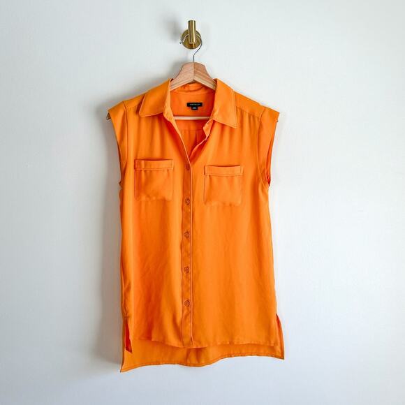 Ann Taylor Button Front Sleeveless Top Orange XS - Picture 1 of 7